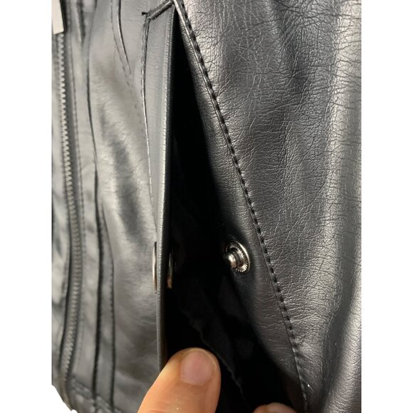 New Philosophy Faux Leather Black Moto Jacket Small - Picture 8 of 12